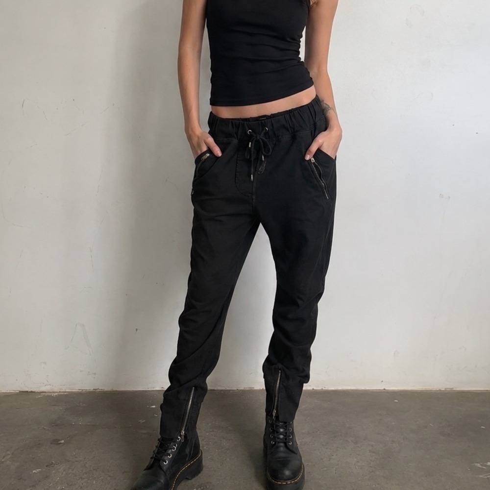 Isabel Marant Womens Black Cotton Utility Joggers Zipper Ankle Pants No 1501